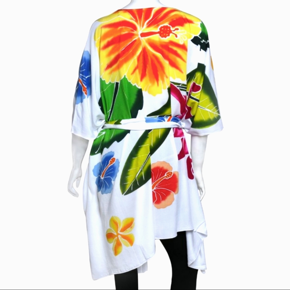 Kaftan Tunic Top / Dress / Cover-up / Robe with Coconut Shell Belt, M - XL